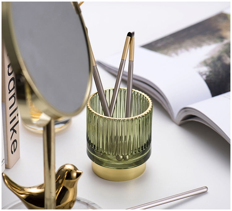Skanto | Elise Goldfolien-Glas-Make-up-Halter & Organizer