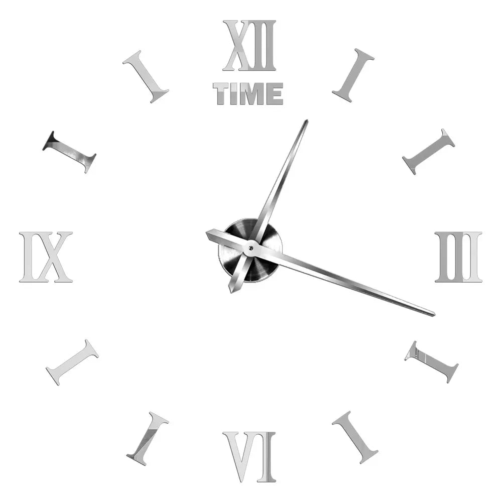 Große DIY 3D Spiegel Acryl Wanduhr für Küche, Esszimmer, Wohnzimmer | Skanto