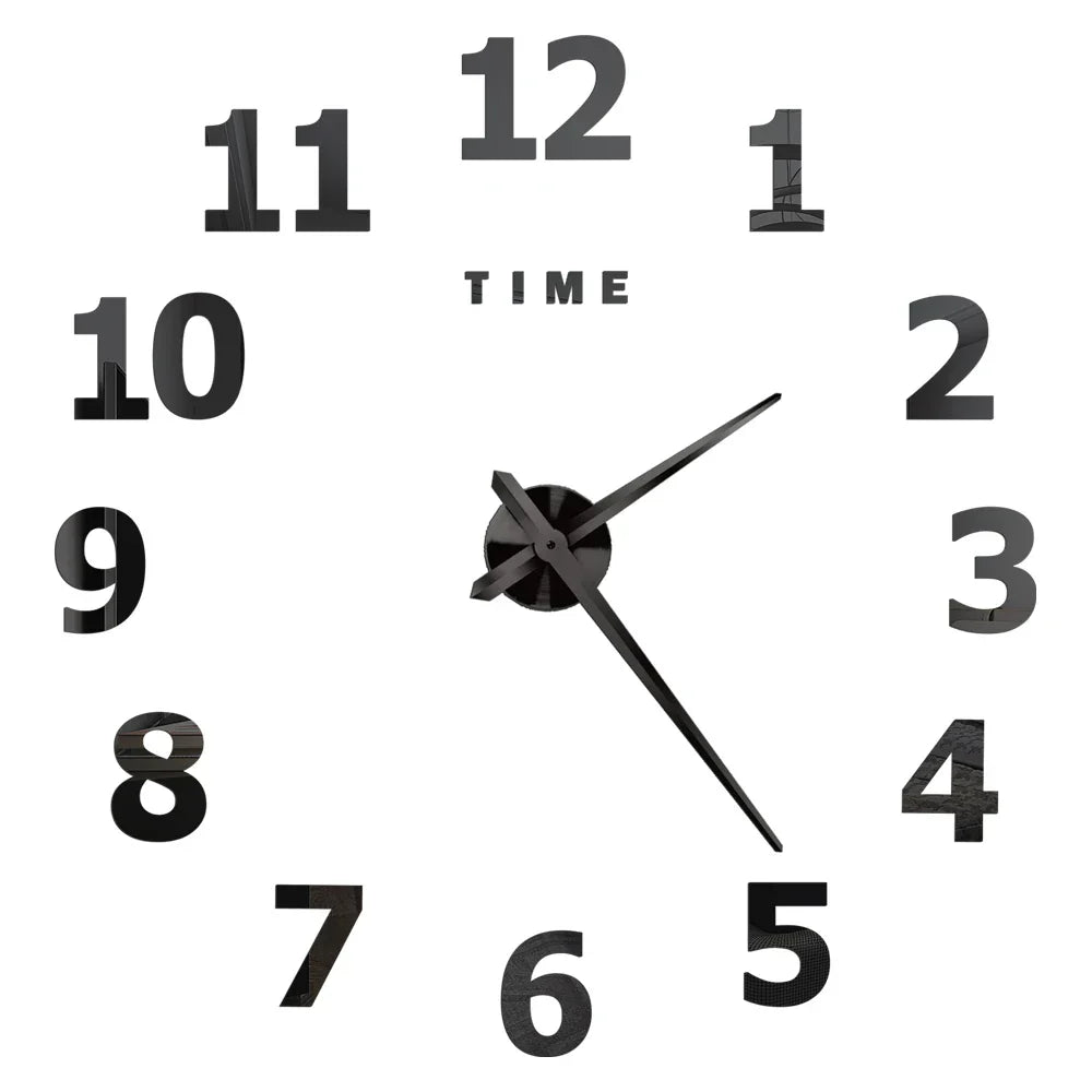 Große DIY 3D Spiegel Acryl Wanduhr für Küche, Esszimmer, Wohnzimmer | Skanto