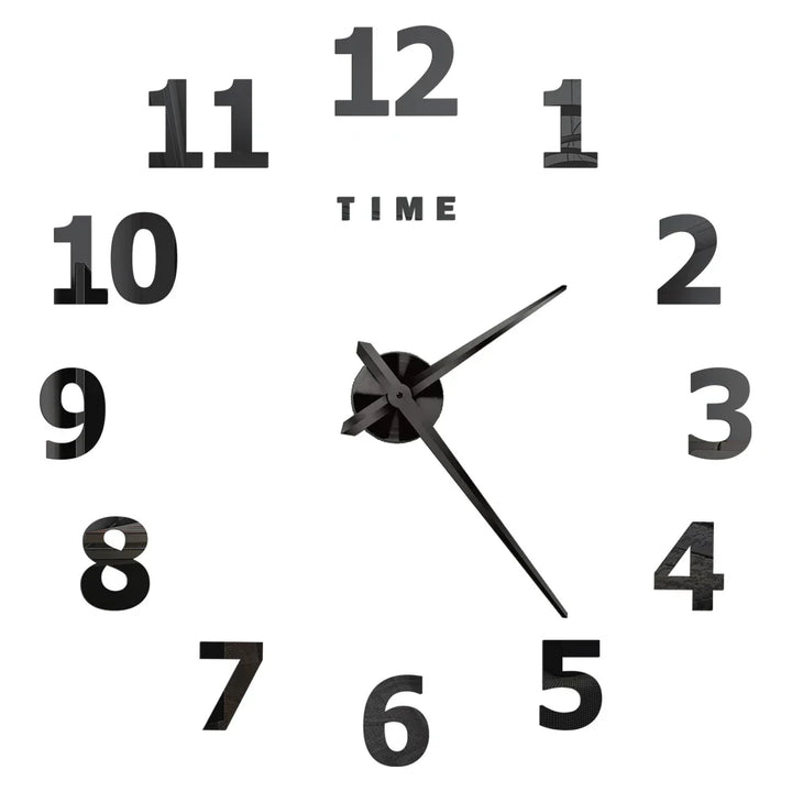 Große DIY 3D Spiegel Acryl Wanduhr für Küche, Esszimmer, Wohnzimmer | Skanto