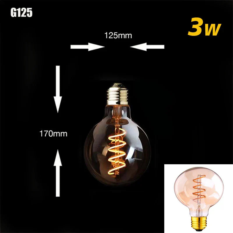 Skanto | Dimmbare Vintage LED-Glühbirne (3W, E27 Sockel) - Goldene Spiralfilament für Kronleuchter & Dekorative Beleuchtung