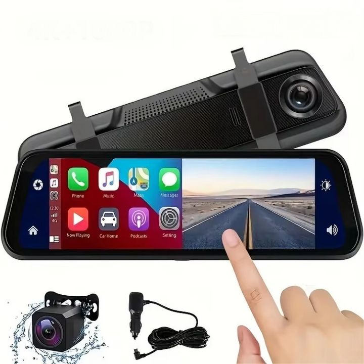 Skanto | VisionMirror Pro – Ultra HD Spiegel-Dashcam mit kabellosem CarPlay & Android Auto