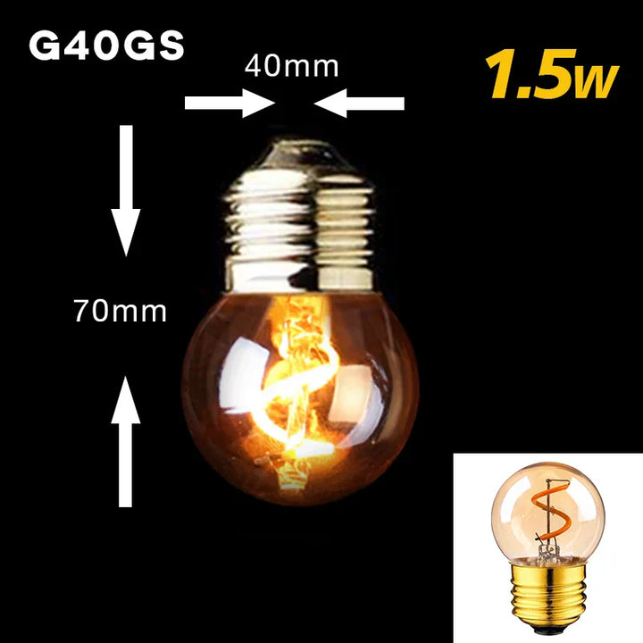 Skanto | Dimmbare Vintage LED-Glühbirne (3W, E27 Sockel) - Goldene Spiralfilament für Kronleuchter & Dekorative Beleuchtung