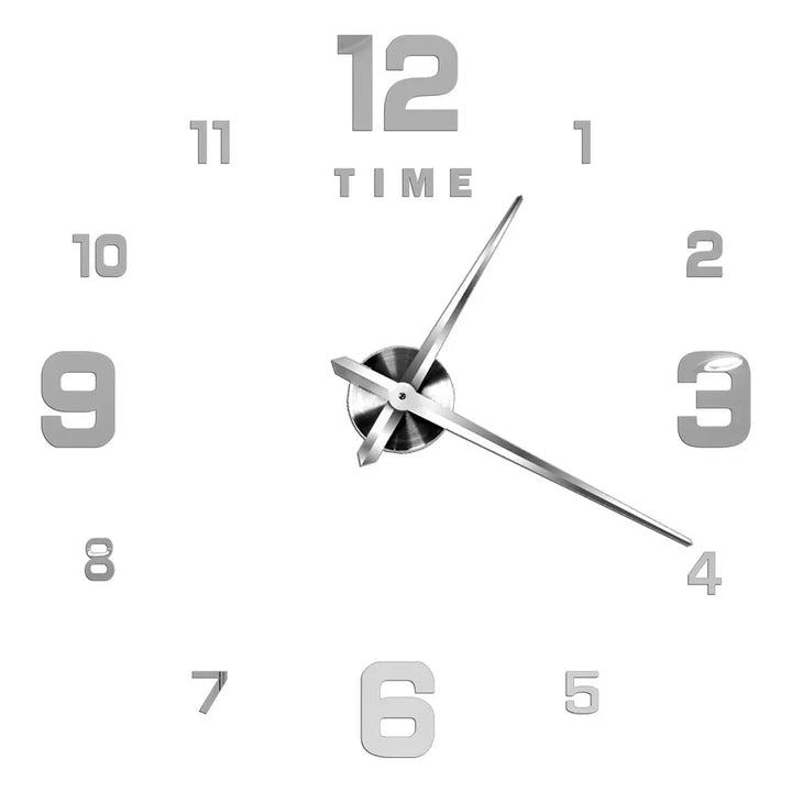 Große DIY 3D Spiegel Acryl Wanduhr für Küche, Esszimmer, Wohnzimmer | Skanto