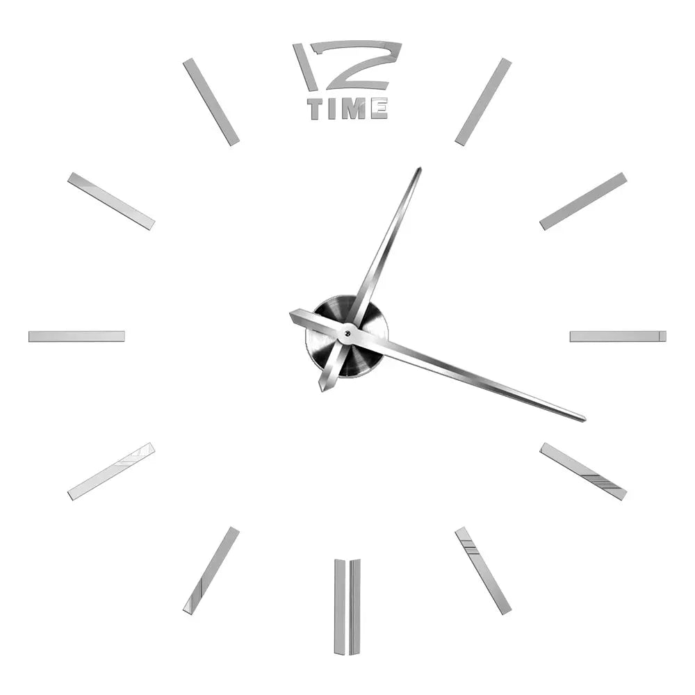Große DIY 3D Spiegel Acryl Wanduhr für Küche, Esszimmer, Wohnzimmer | Skanto