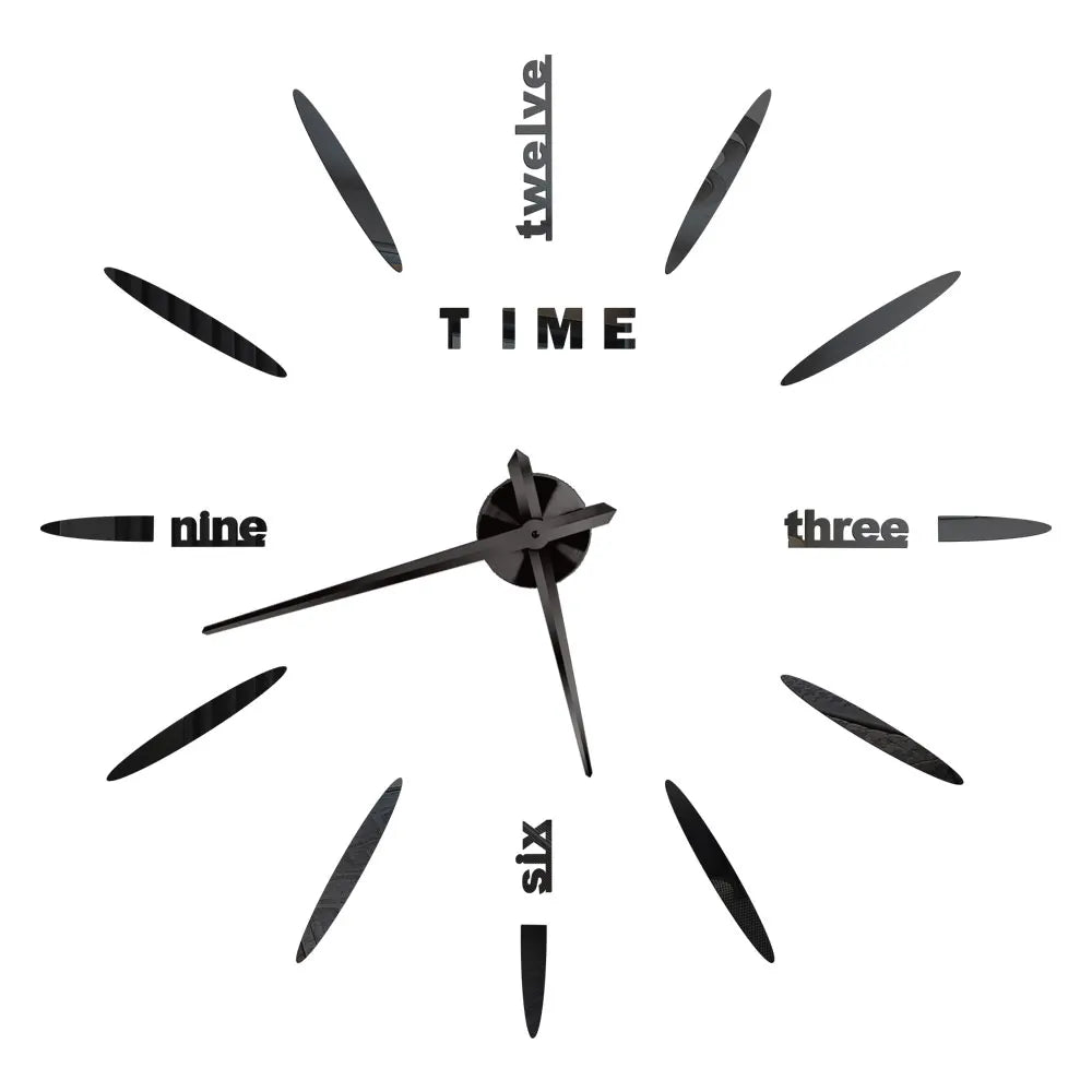 Große DIY 3D Spiegel Acryl Wanduhr für Küche, Esszimmer, Wohnzimmer | Skanto
