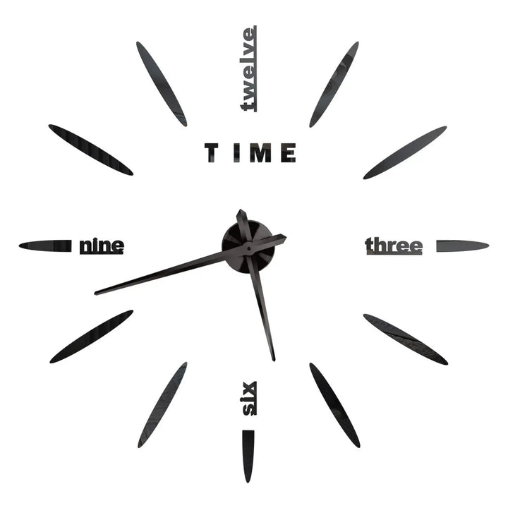 Große DIY 3D Spiegel Acryl Wanduhr für Küche, Esszimmer, Wohnzimmer | Skanto