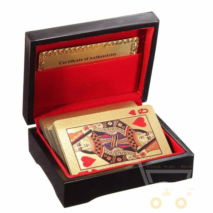 Skanto | 24K vergoldete Spielkarten mit Holzbox