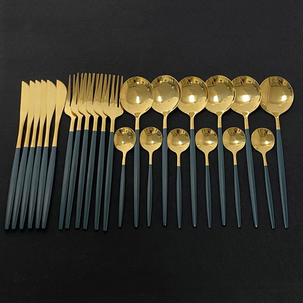 Skanto | RoyalGlimmer Gold-Besteckset – Gold-Besteckset für eine luxuriöse Tischdekoration