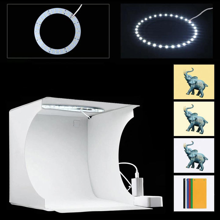 Skanto | „LumiCube“ Mini-Fotostudio mit LED-Beleuchtung und 6 Hintergründen