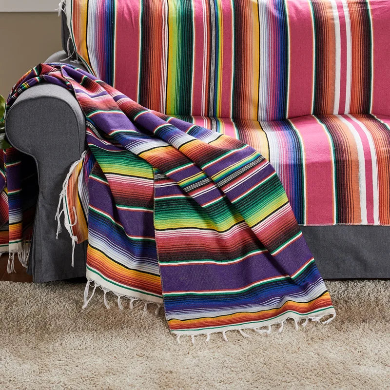 Skanto | Boho Lebendige Mexikanische Serape-Decke
