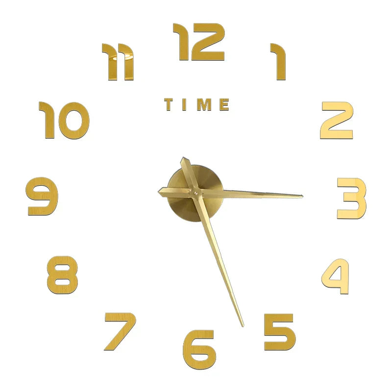 Große DIY 3D Spiegel Acryl Wanduhr für Küche, Esszimmer, Wohnzimmer | Skanto