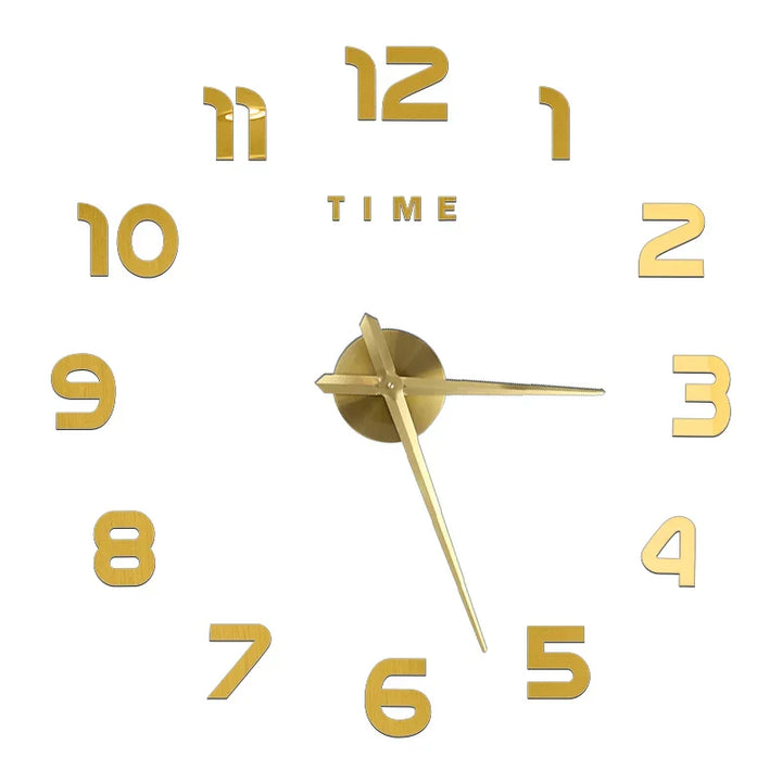 Große DIY 3D Spiegel Acryl Wanduhr für Küche, Esszimmer, Wohnzimmer | Skanto