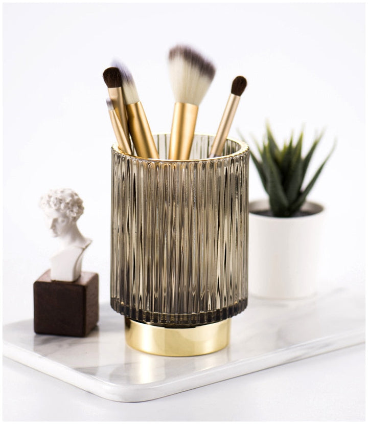 Skanto | Elise Goldfolien-Glas-Make-up-Halter & Organizer