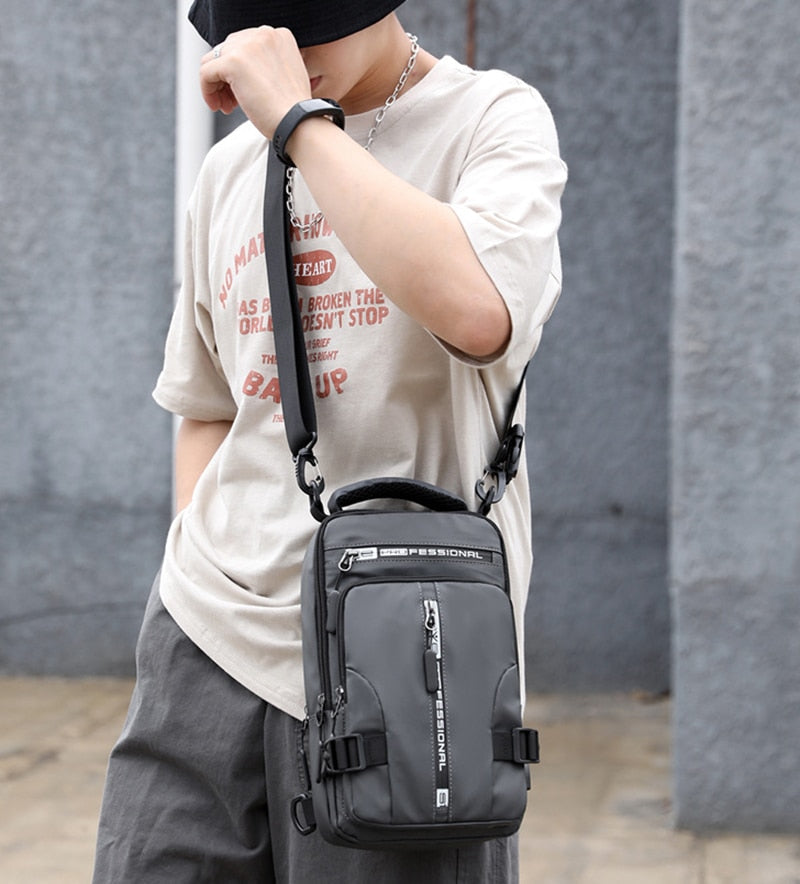 Skanto | Wasserdichte Oxford Umhängetasche, Anti-Diebstahl Sling Bag, USB-Ladefunktion & Multi-Pocket-Design