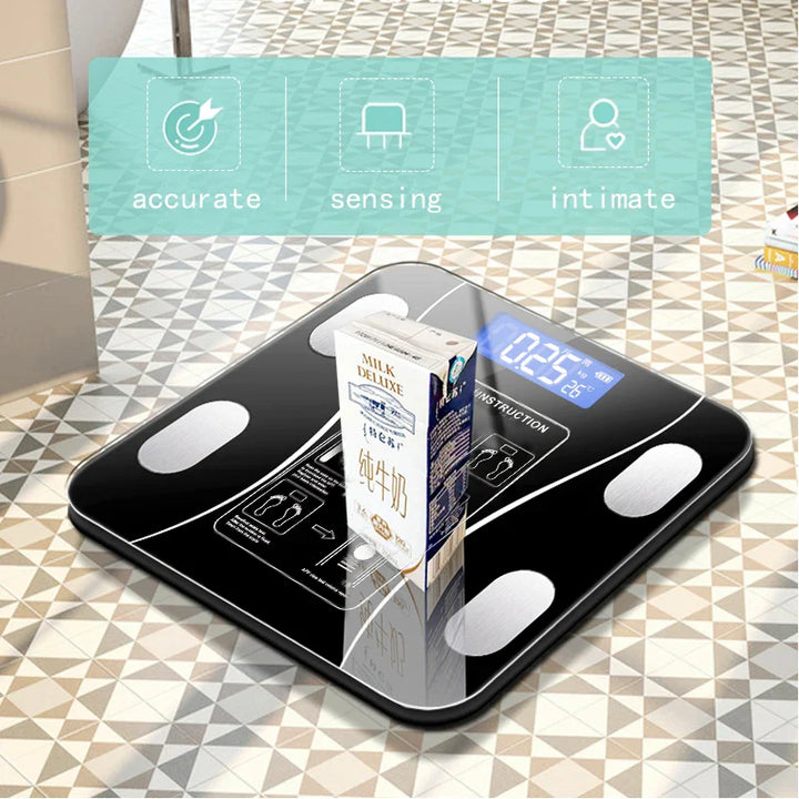 Skanto | Intelligente Bluetooth-Körperanalysewaage: Kabellose digitale Badezimmerwaage mit Smartphone-App