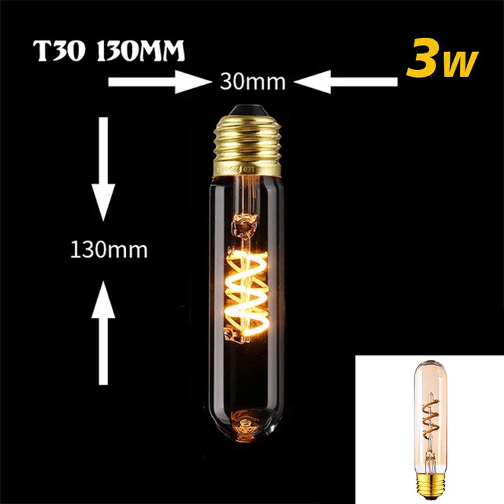 Skanto | Dimmbare Vintage LED-Glühbirne (3W, E27 Sockel) - Goldene Spiralfilament für Kronleuchter & Dekorative Beleuchtung