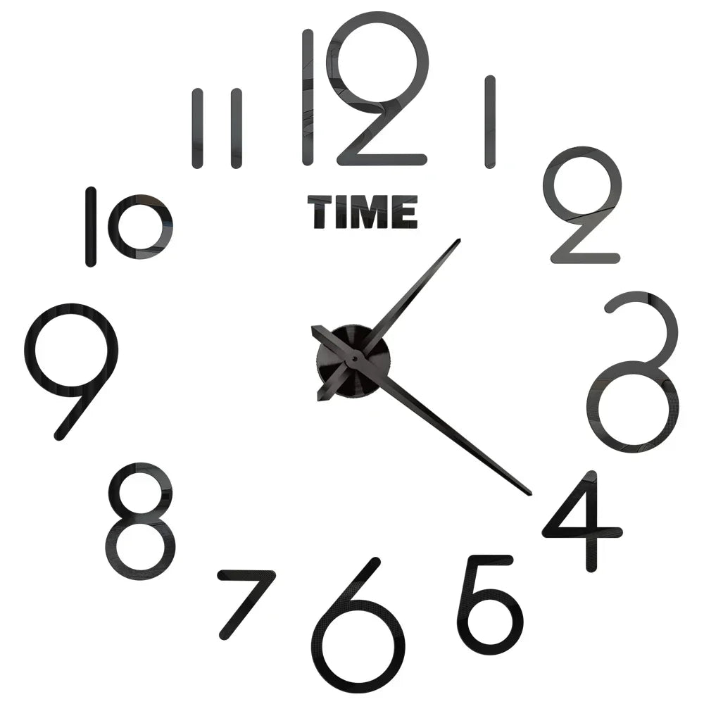 Große DIY 3D Spiegel Acryl Wanduhr für Küche, Esszimmer, Wohnzimmer | Skanto