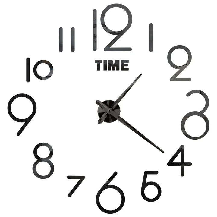 Große DIY 3D Spiegel Acryl Wanduhr für Küche, Esszimmer, Wohnzimmer | Skanto