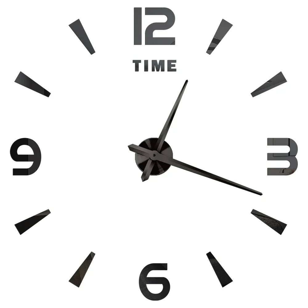 Große DIY 3D Spiegel Acryl Wanduhr für Küche, Esszimmer, Wohnzimmer | Skanto
