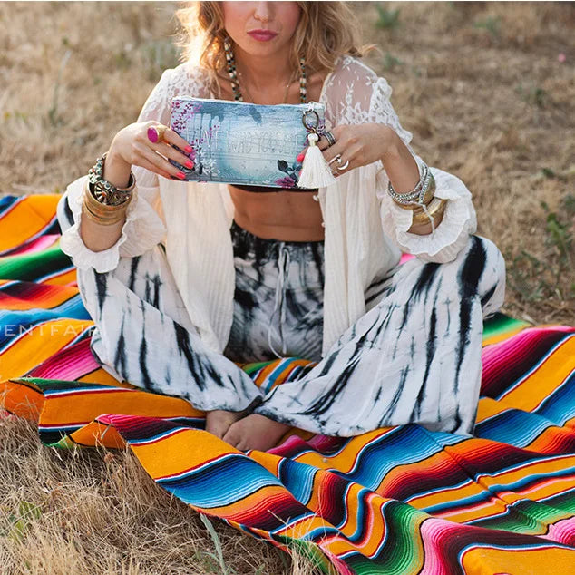 Skanto | Boho Lebendige Mexikanische Serape-Decke
