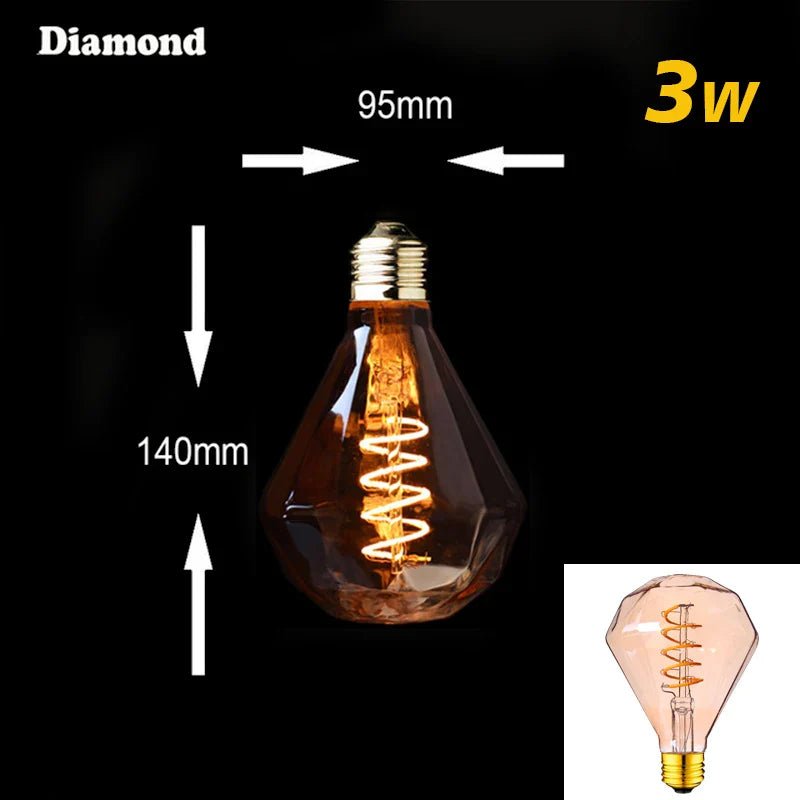 Skanto | Dimmbare Vintage LED-Glühbirne (3W, E27 Sockel) - Goldene Spiralfilament für Kronleuchter & Dekorative Beleuchtung