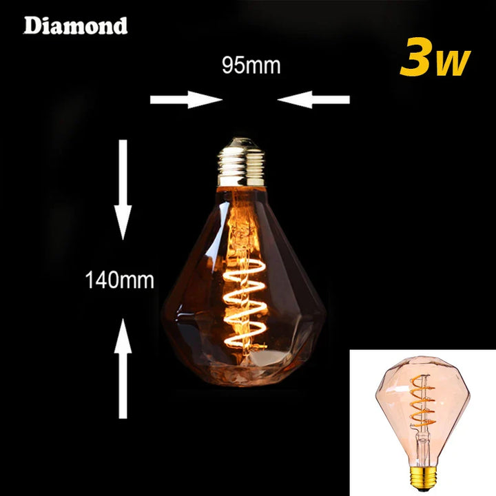 Skanto | Dimmbare Vintage LED-Glühbirne (3W, E27 Sockel) - Goldene Spiralfilament für Kronleuchter & Dekorative Beleuchtung