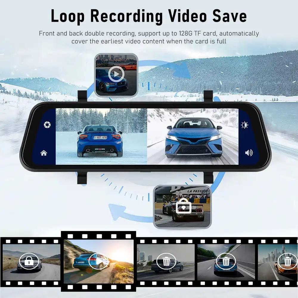 Skanto | VisionMirror Pro – Ultra HD Spiegel-Dashcam mit kabellosem CarPlay & Android Auto