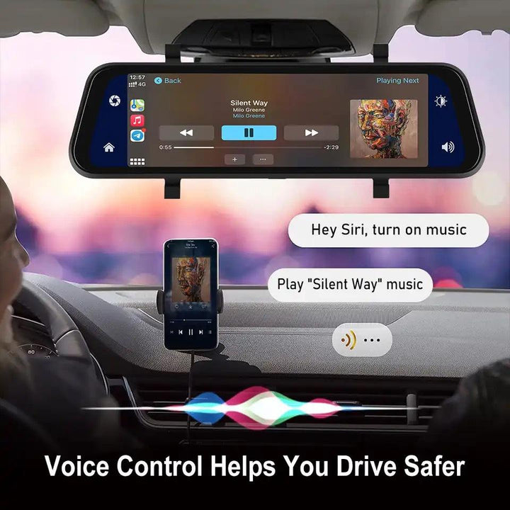 Skanto | VisionMirror Pro – Ultra HD Spiegel-Dashcam mit kabellosem CarPlay & Android Auto