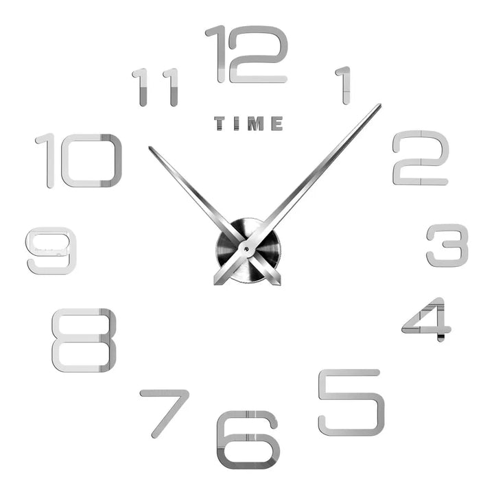 Große DIY 3D Spiegel Acryl Wanduhr für Küche, Esszimmer, Wohnzimmer | Skanto