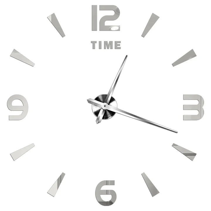 Große DIY 3D Spiegel Acryl Wanduhr für Küche, Esszimmer, Wohnzimmer | Skanto
