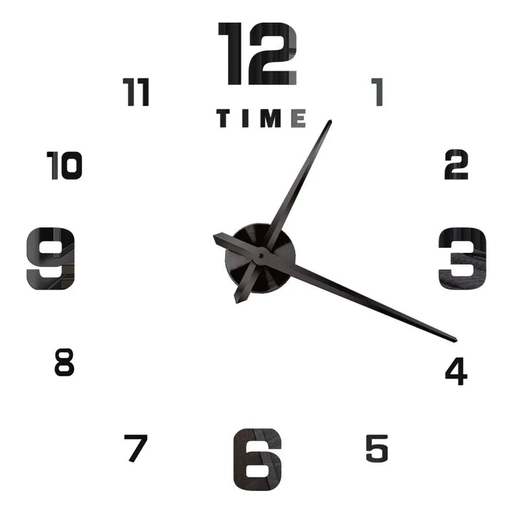 Große DIY 3D Spiegel Acryl Wanduhr für Küche, Esszimmer, Wohnzimmer | Skanto