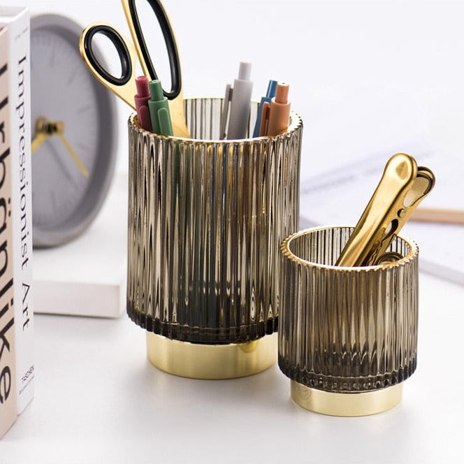 Skanto | Elise Goldfolien-Glas-Make-up-Halter & Organizer
