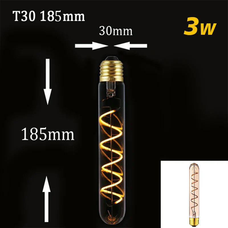 Skanto | Dimmbare Vintage LED-Glühbirne (3W, E27 Sockel) - Goldene Spiralfilament für Kronleuchter & Dekorative Beleuchtung