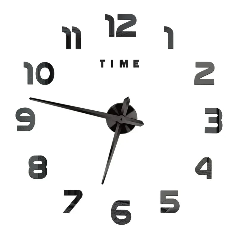 Große DIY 3D Spiegel Acryl Wanduhr für Küche, Esszimmer, Wohnzimmer | Skanto