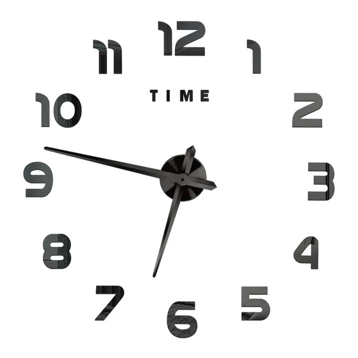 Große DIY 3D Spiegel Acryl Wanduhr für Küche, Esszimmer, Wohnzimmer | Skanto