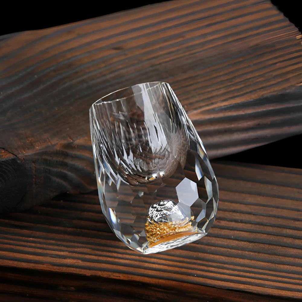 Luxus Kristallgläser mit Goldflocken – Handgefertigt – Set aus 2 – Für Whisky & Premiumgetränke