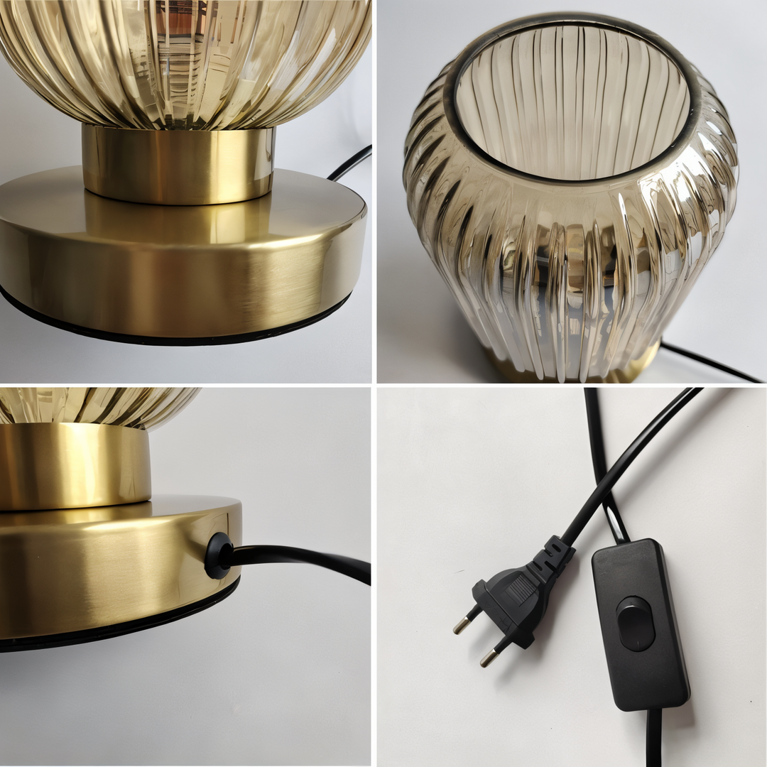 Skanto | Nordische Tischlampe mit geripptem Glas