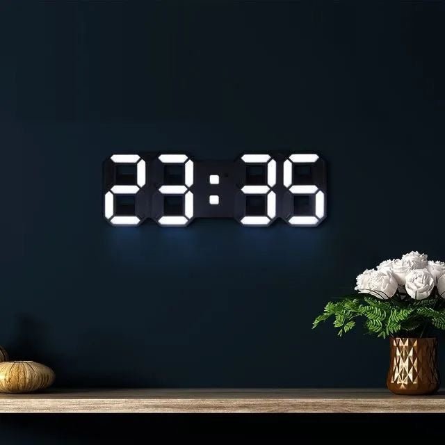 3D LED Wanduhr Skanto | Moderne Digitaluhr | Dimmbares LED-Licht | Elegante Wanddekoration