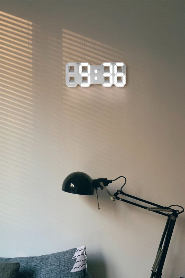 3D LED Wanduhr Skanto | Moderne Digitaluhr | Dimmbares LED-Licht | Elegante Wanddekoration