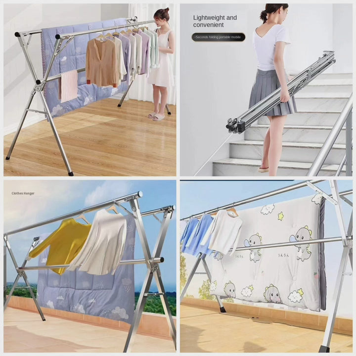 Skanto | Edelstahl klappbarer Wäscheständer für Innen/Balkon