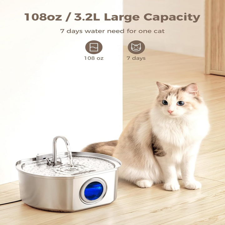 Skanto | Skanto Felindra Katzenbrunnen | Edelstahl | Fließendes Wasser für bessere Hydration | Leise & Hygienisch | 2,5 L Fassungsvermögen