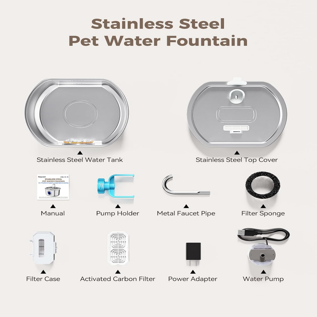 Skanto | Skanto Felindra Katzenbrunnen | Edelstahl | Fließendes Wasser für bessere Hydration | Leise & Hygienisch | 2,5 L Fassungsvermögen