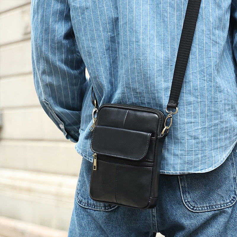 Skanto | Kleine Herren-Umhängetasche aus echtem Leder – Kompakte Crossbody-Tasche mit verstellbarem Riemen