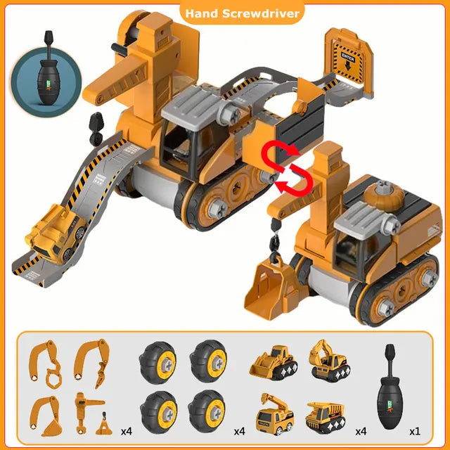 Skanto | Constructo Bau- & Spielzeugfahrzeug-Set – Lernspielzeug für Kinder (über 120 Teile)
