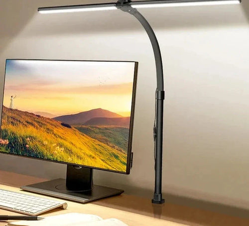 Skanto | DeskLight – Moderne LED-Schreibtischlampe mit Doppelkopf, Stilvolle Bürobeleuchtung