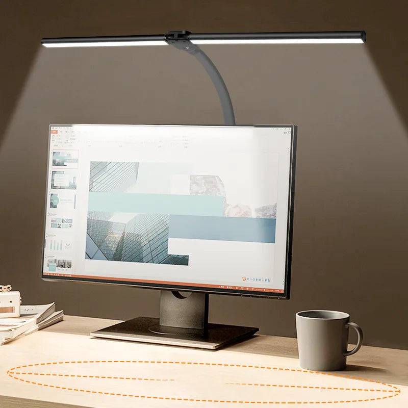 Skanto | DeskLight – Moderne LED-Schreibtischlampe mit Doppelkopf, Stilvolle Bürobeleuchtung