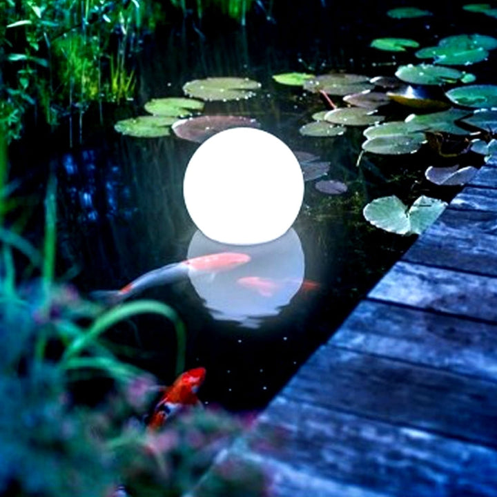 Skanto | LEH-42321 40cm Runde Kugel Solarleuchte, schwimmende Garten-LED-Leuchte mit Farbwechsel, 0.7W monokristallinem Silizium-Solarpanel & Fernbedienung (Weiß)