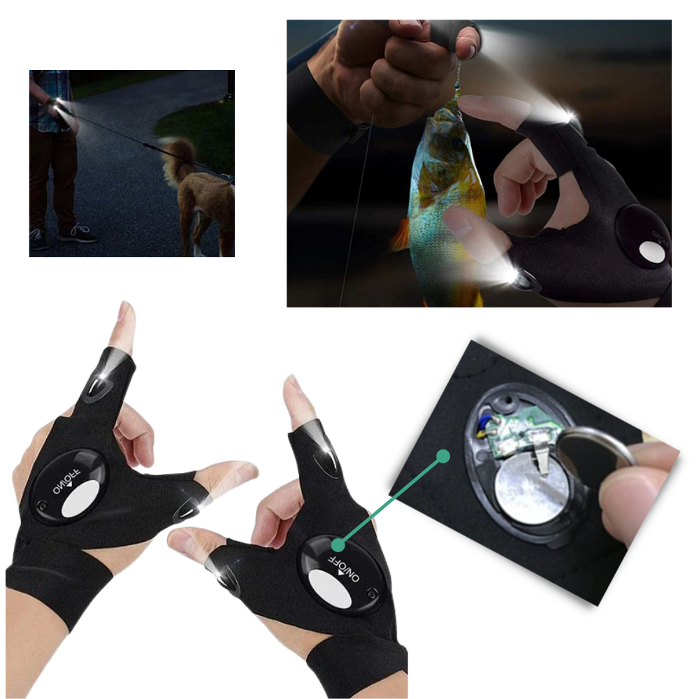 Ein Paar LED-Handschuhe mit wasserdichten Lichtern