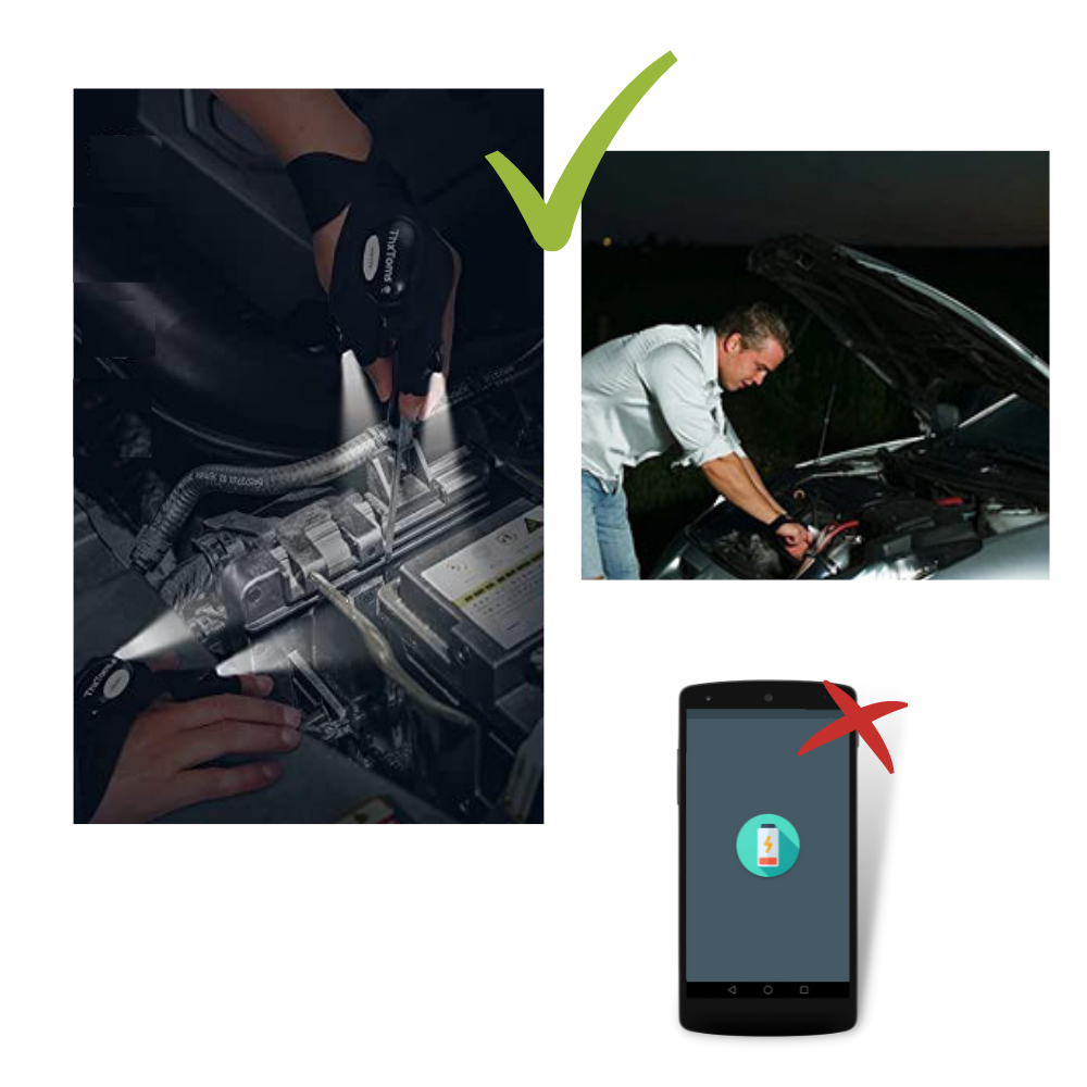 Ein Paar LED-Handschuhe mit wasserdichten Lichtern